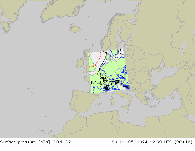 Bodendruck ICON-D2 So 19.05.2024 12 UTC