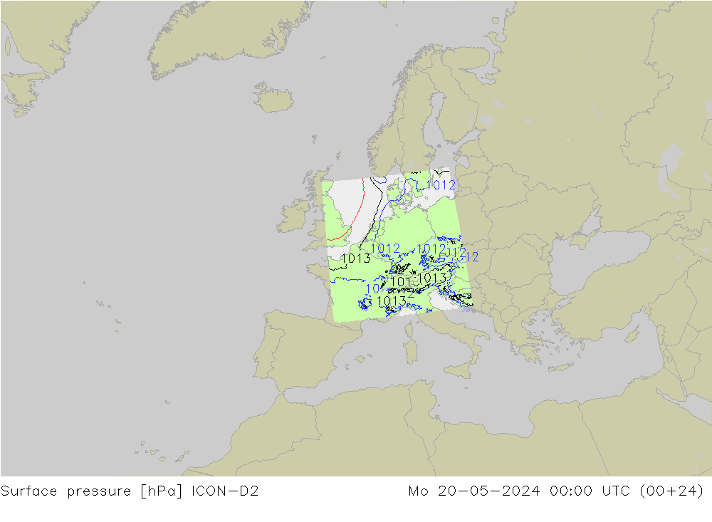 приземное давление ICON-D2 пн 20.05.2024 00 UTC