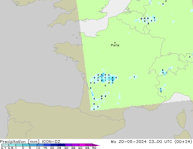 Precipitazione ICON-D2 lun 20.05.2024 00 UTC