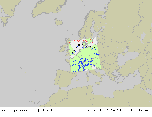 Bodendruck ICON-D2 Mo 20.05.2024 21 UTC