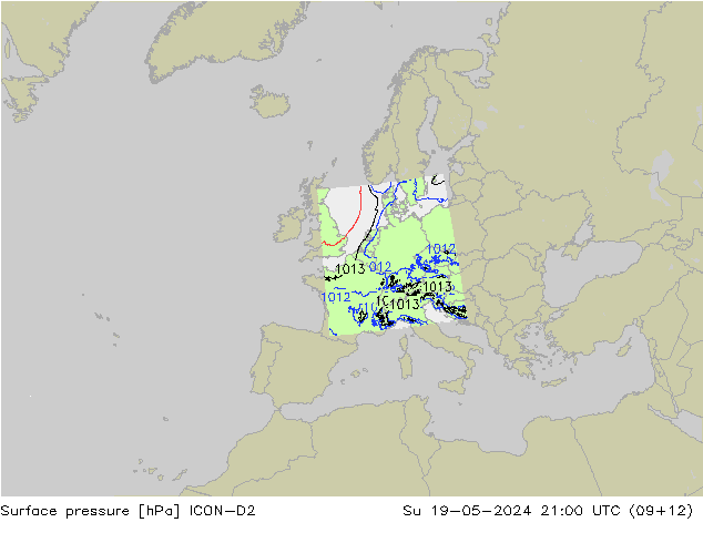 Bodendruck ICON-D2 So 19.05.2024 21 UTC