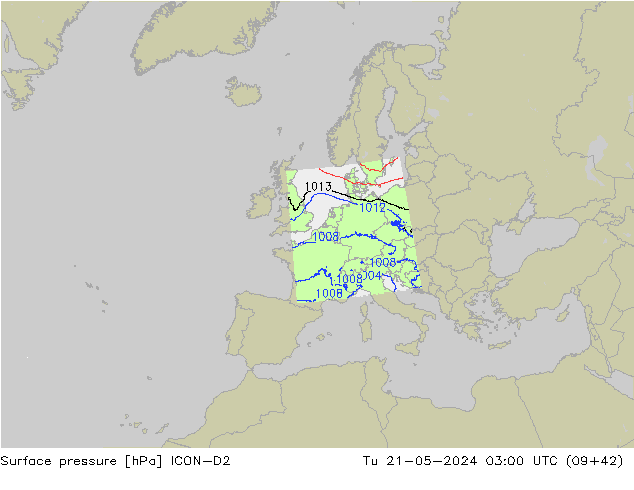 Bodendruck ICON-D2 Di 21.05.2024 03 UTC