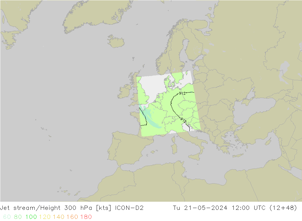 Straalstroom ICON-D2 di 21.05.2024 12 UTC