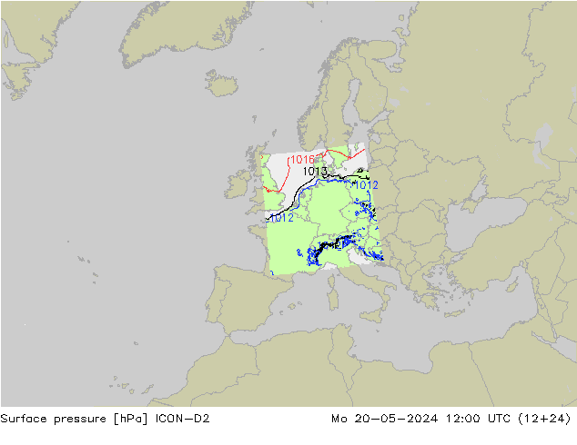 приземное давление ICON-D2 пн 20.05.2024 12 UTC