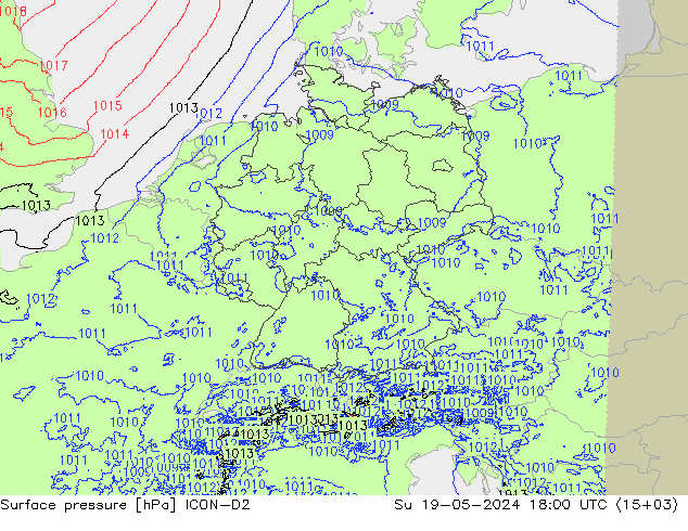 Bodendruck ICON-D2 So 19.05.2024 18 UTC