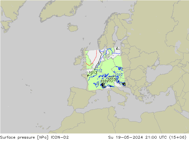 地面气压 ICON-D2 星期日 19.05.2024 21 UTC