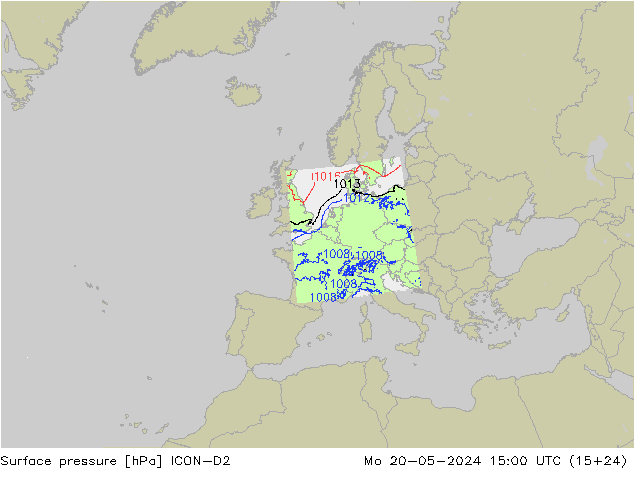 Luchtdruk (Grond) ICON-D2 ma 20.05.2024 15 UTC