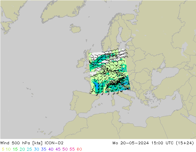 Wind 500 hPa ICON-D2 Mo 20.05.2024 15 UTC