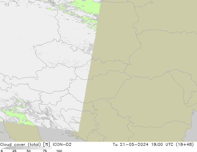 Bewolking (Totaal) ICON-D2 di 21.05.2024 18 UTC