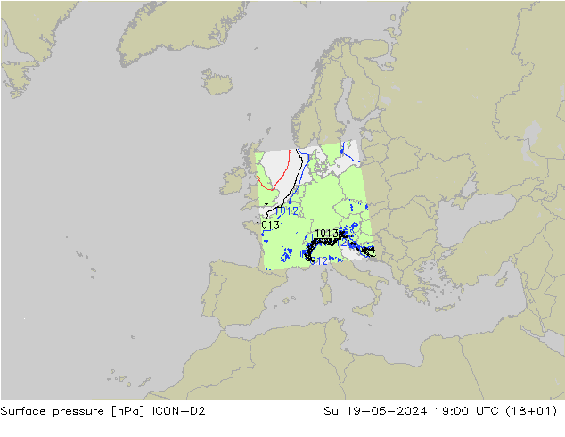 地面气压 ICON-D2 星期日 19.05.2024 19 UTC