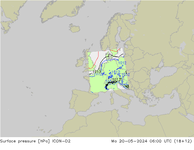 Bodendruck ICON-D2 Mo 20.05.2024 06 UTC