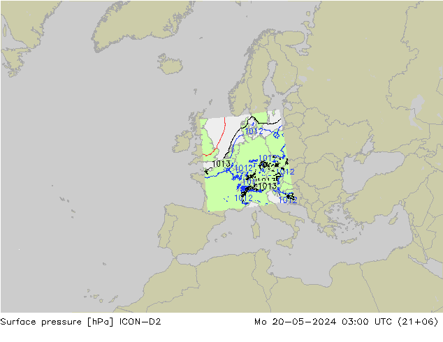 Yer basıncı ICON-D2 Pzt 20.05.2024 03 UTC