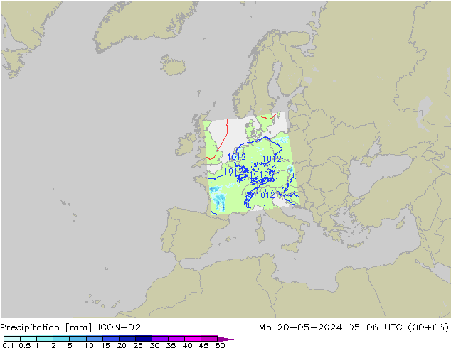 Precipitation ICON-D2 Mo 20.05.2024 06 UTC
