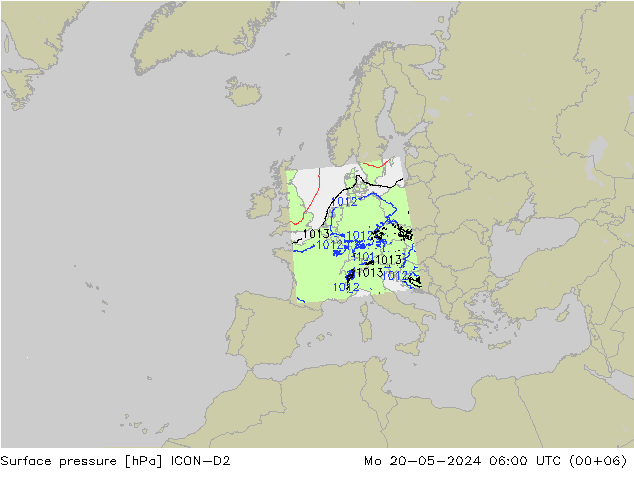 pressão do solo ICON-D2 Seg 20.05.2024 06 UTC