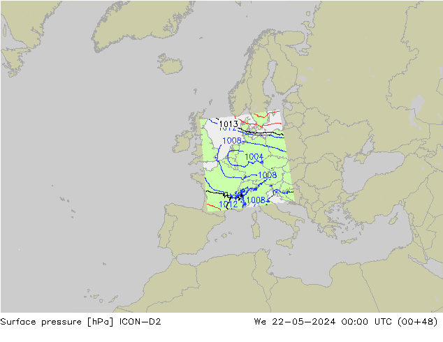 приземное давление ICON-D2 ср 22.05.2024 00 UTC