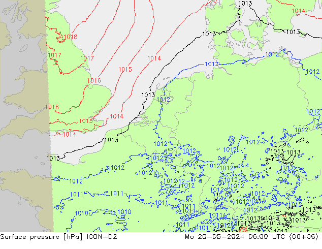 pressão do solo ICON-D2 Seg 20.05.2024 06 UTC