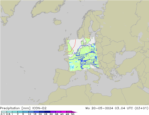 Yağış ICON-D2 Pzt 20.05.2024 04 UTC