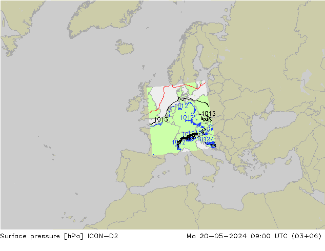 Bodendruck ICON-D2 Mo 20.05.2024 09 UTC