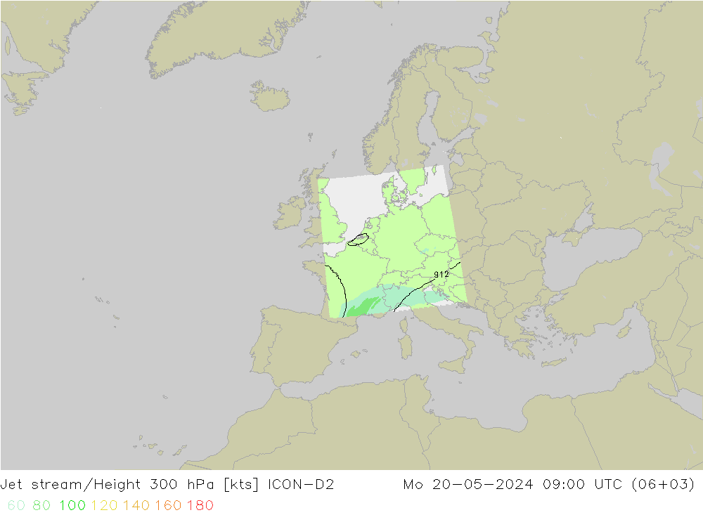 高速氣流 ICON-D2 星期一 20.05.2024 09 UTC