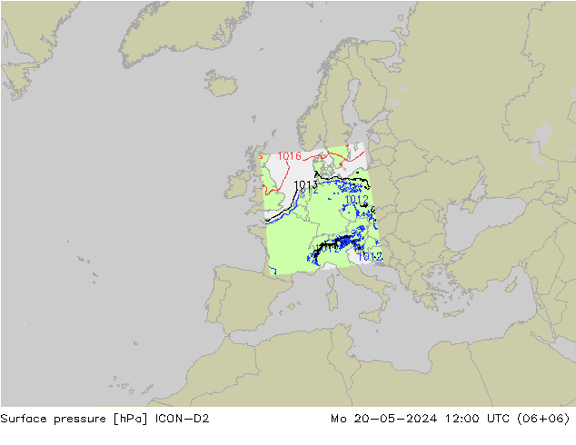 地面气压 ICON-D2 星期一 20.05.2024 12 UTC