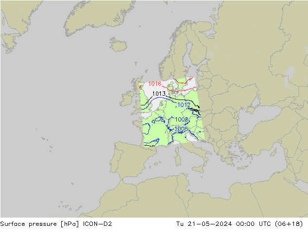pression de l'air ICON-D2 mar 21.05.2024 00 UTC