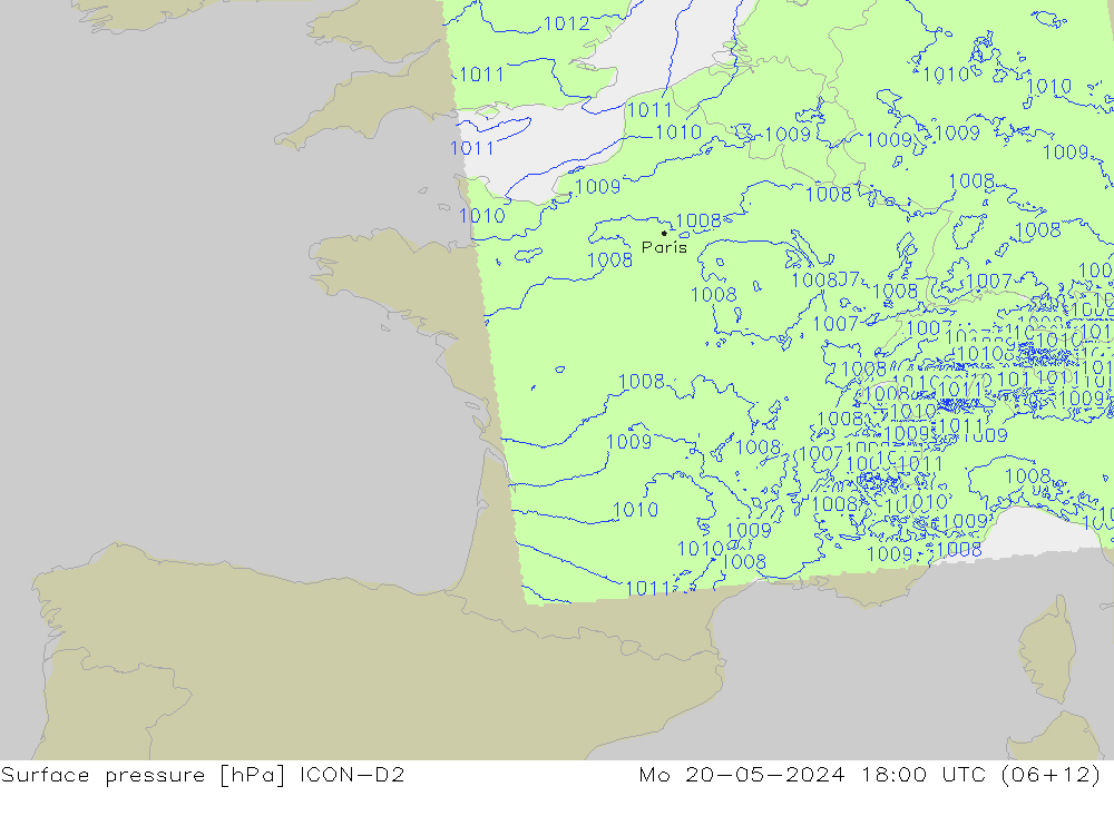 Bodendruck ICON-D2 Mo 20.05.2024 18 UTC