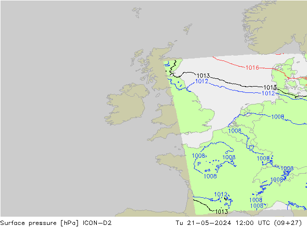 pression de l'air ICON-D2 mar 21.05.2024 12 UTC