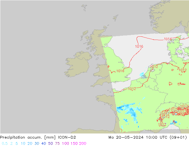 Toplam Yağış ICON-D2 Pzt 20.05.2024 10 UTC