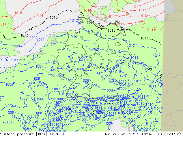 Bodendruck ICON-D2 Mo 20.05.2024 18 UTC