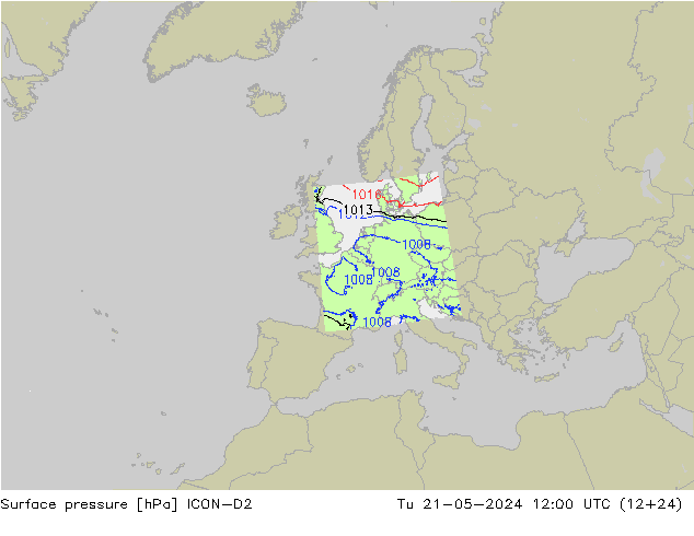 ciśnienie ICON-D2 wto. 21.05.2024 12 UTC