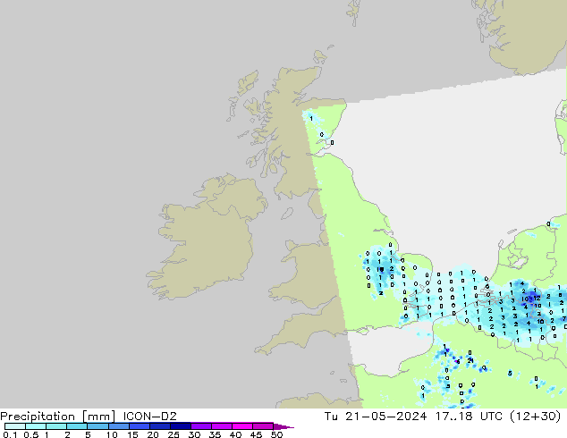 Yağış ICON-D2 Sa 21.05.2024 18 UTC