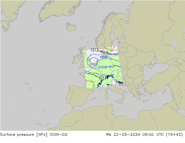 ciśnienie ICON-D2 śro. 22.05.2024 09 UTC