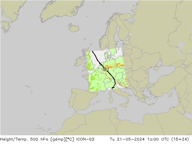 Height/Temp. 500 hPa ICON-D2 Tu 21.05.2024 15 UTC