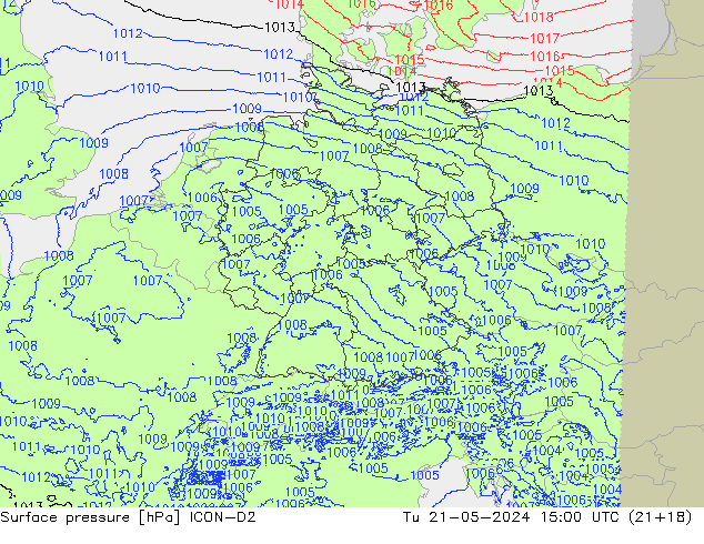 pression de l'air ICON-D2 mar 21.05.2024 15 UTC