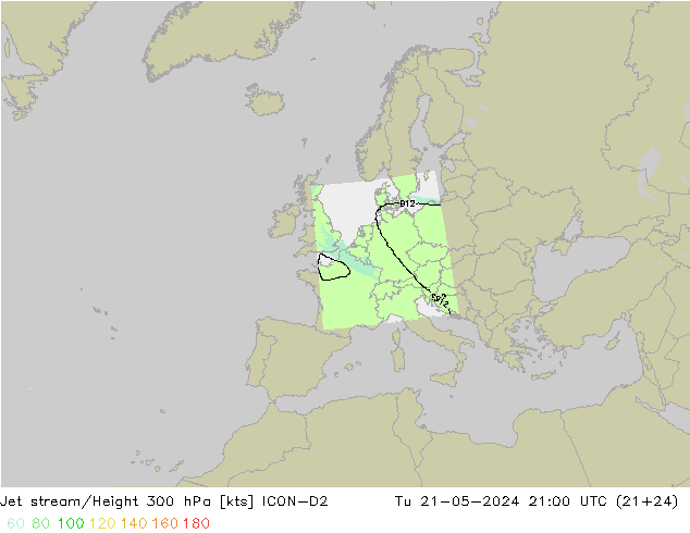 Jet Akımları ICON-D2 Sa 21.05.2024 21 UTC