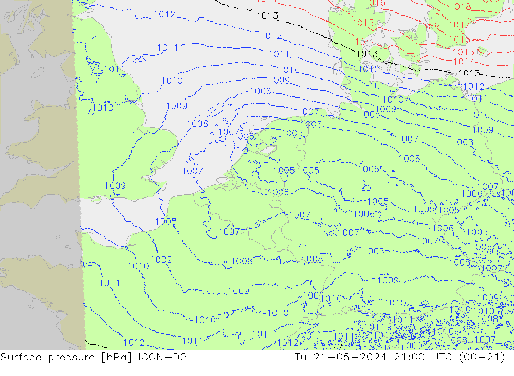 pression de l'air ICON-D2 mar 21.05.2024 21 UTC