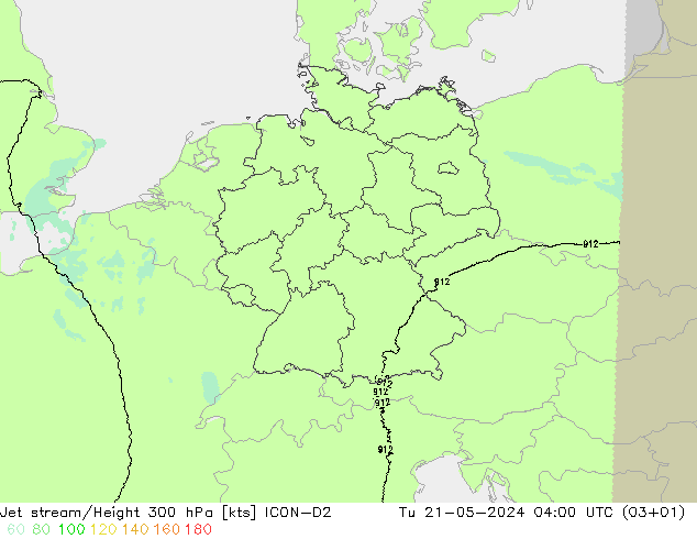 Jet Akımları ICON-D2 Sa 21.05.2024 04 UTC