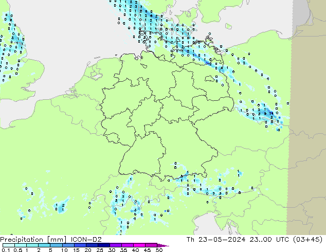 Niederschlag ICON-D2 Do 23.05.2024 00 UTC