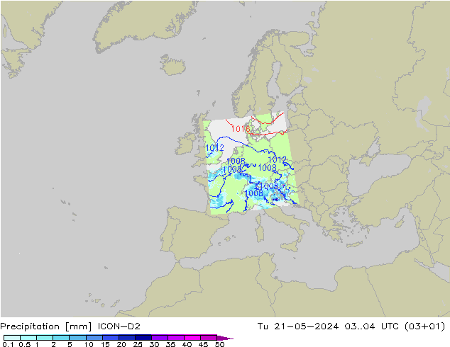 Neerslag ICON-D2 di 21.05.2024 04 UTC