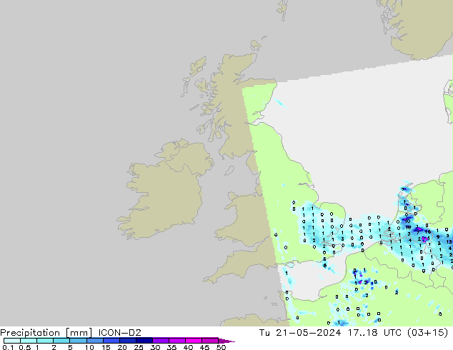 Precipitazione ICON-D2 mar 21.05.2024 18 UTC