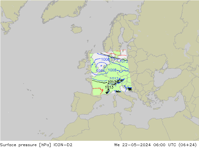 Bodendruck ICON-D2 Mi 22.05.2024 06 UTC