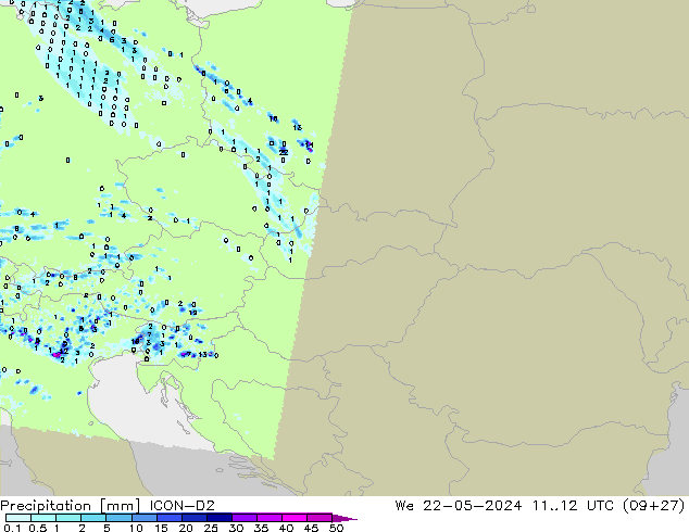 Niederschlag ICON-D2 Mi 22.05.2024 12 UTC