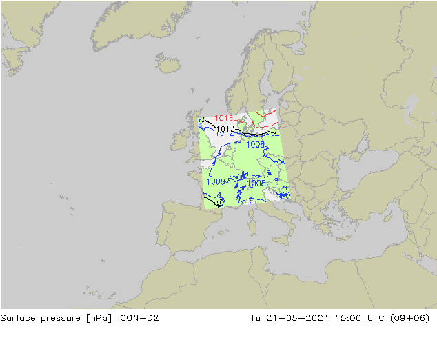 地面气压 ICON-D2 星期二 21.05.2024 15 UTC