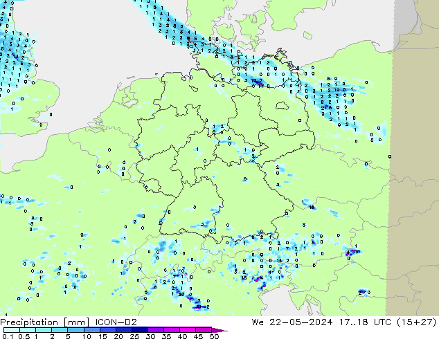 precipitação ICON-D2 Qua 22.05.2024 18 UTC