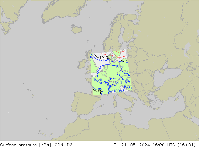Luchtdruk (Grond) ICON-D2 di 21.05.2024 16 UTC