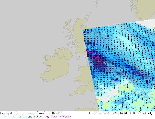 Toplam Yağış ICON-D2 Per 23.05.2024 06 UTC