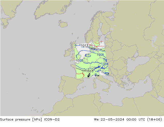 ciśnienie ICON-D2 śro. 22.05.2024 00 UTC