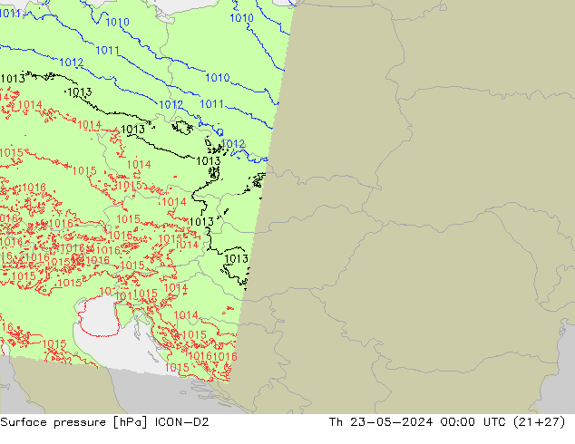 Bodendruck ICON-D2 Do 23.05.2024 00 UTC