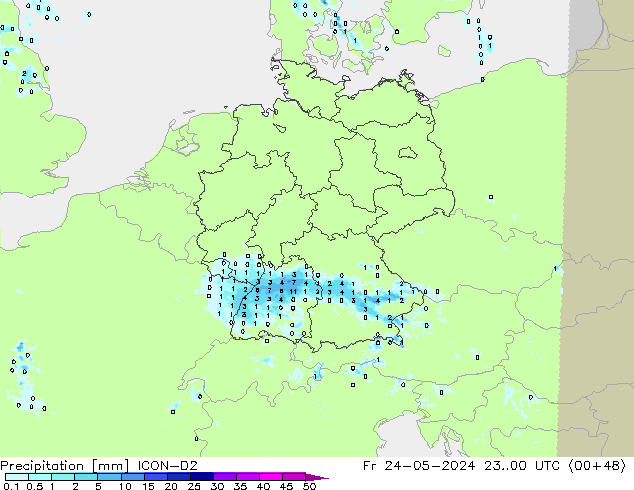 Precipitation ICON-D2 Fr 24.05.2024 00 UTC