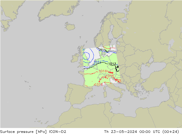Luchtdruk (Grond) ICON-D2 do 23.05.2024 00 UTC
